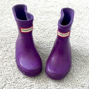 Toddler girl purple glitter hunter boots - size 4
